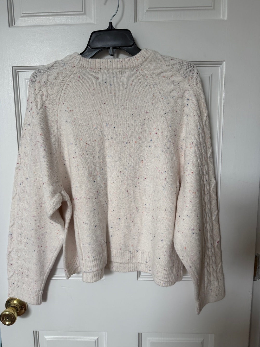 NWT Old Navy Cream Cable-Knit Sweater with Multicolor Speckle Sz large - Picture 2 of 4